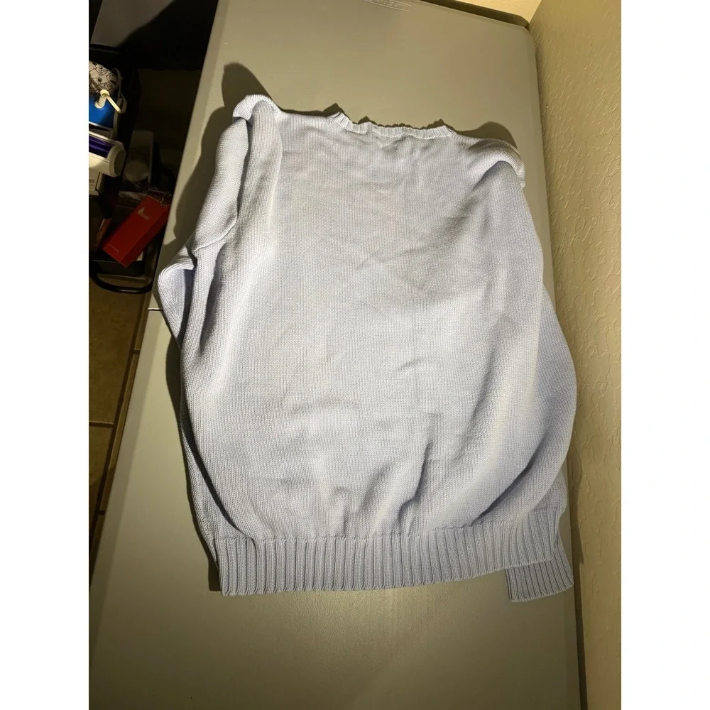 Vintage Polo Ralph Lauren Light Blue Cotton Shaker Knit Crewneck Sweater 2XLT